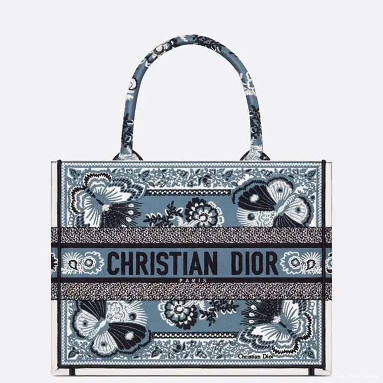 Tote Bandana Book Blue Canvas Dior Motif Butterfly 0430 Hot Sale